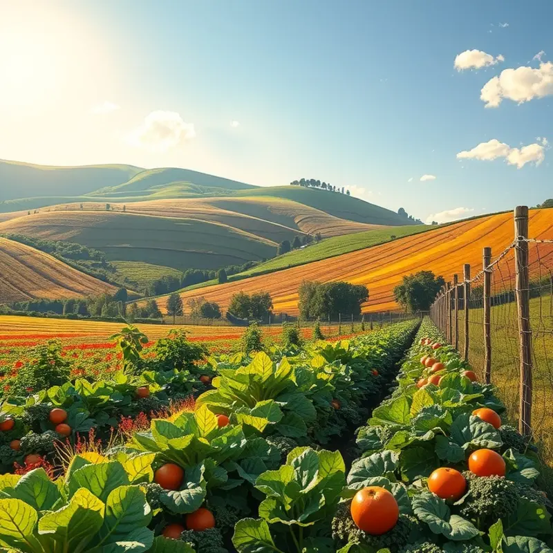 A vibrant field showcasing fresh organic produce.
