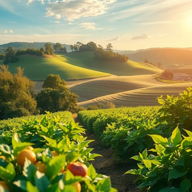 A vibrant landscape showcasing the beauty of nature and healthy produce.