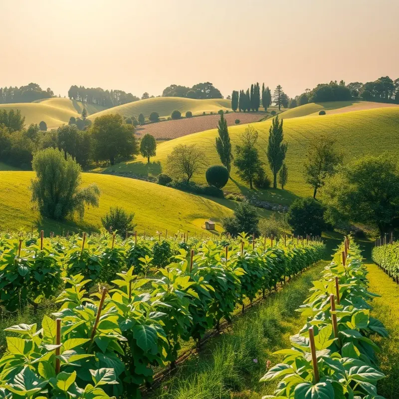 A serene sunlit orchard illustrating the tranquility essential to Japanese tea ceremonies.