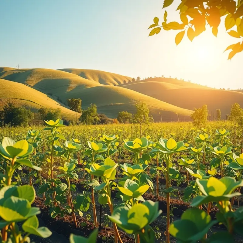 A sunlit field filled with vibrant, organic produce.