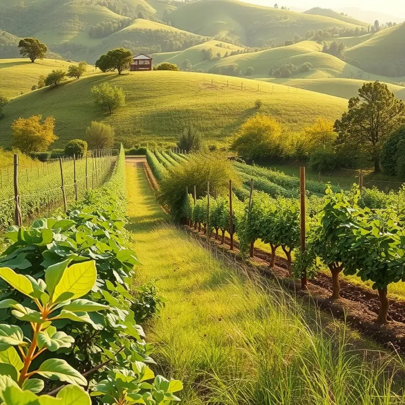 A vibrant sunlit field showcasing the abundance of organic produce.