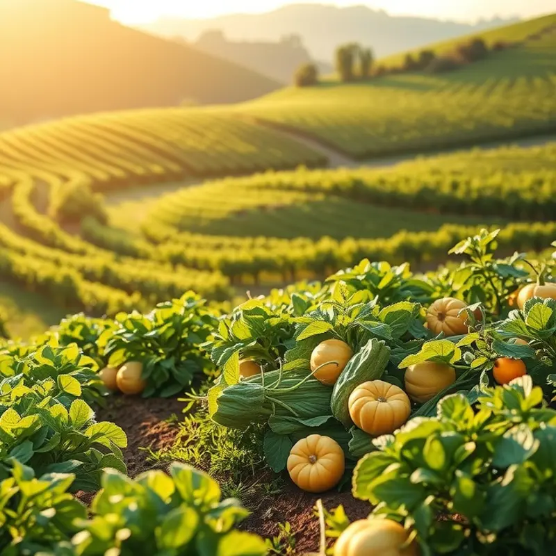 A sunlit orchard filled with vibrant produce, symbolizing the connection between nature and emotional health.