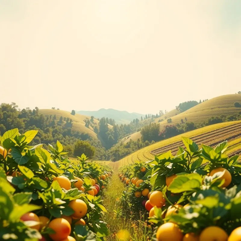 A lush field of vibrant organic vegetables and fruits, representing the benefits of whole foods.