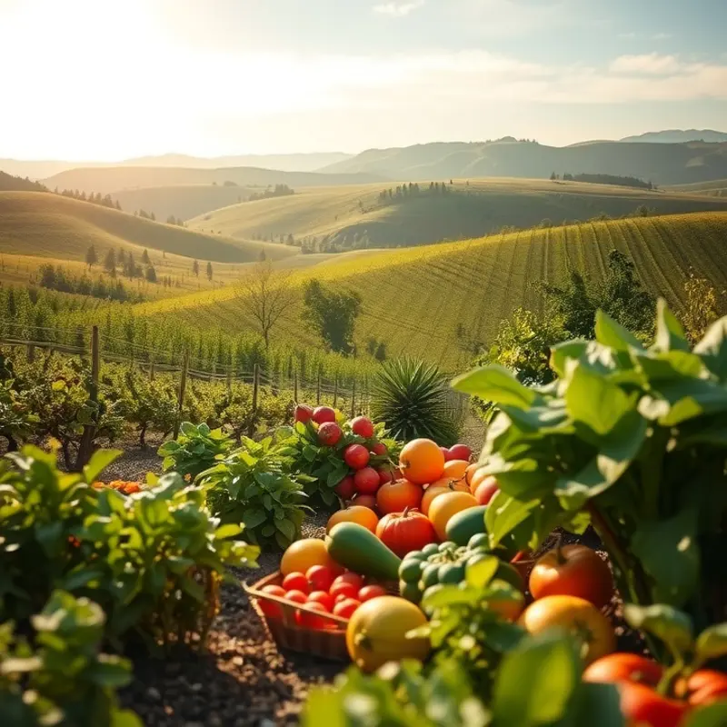 A serene landscape showcasing the abundance of natural produce.