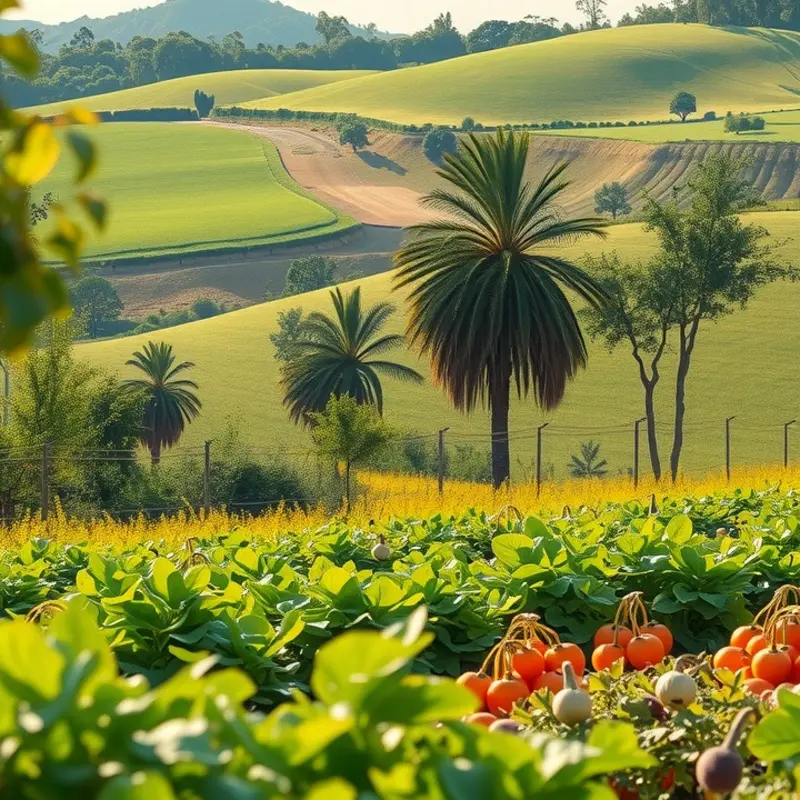 A serene landscape of fresh produce symbolizing natural flavors.