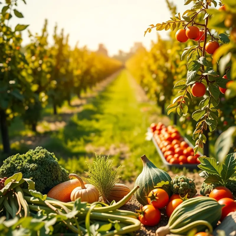 A vibrant sunlit landscape showcasing the abundance of organic ingredients.