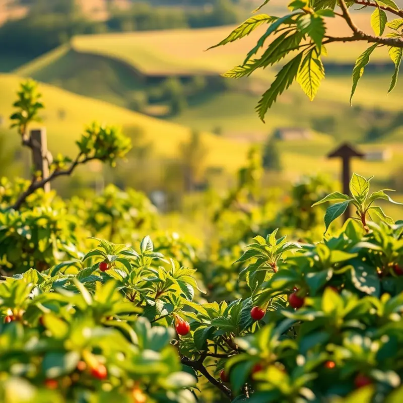 A picturesque sunlit field filled with vibrant organic vegetables.