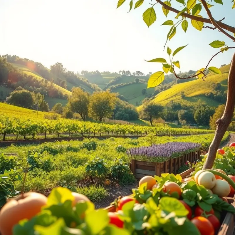 A sunlit field showcasing organic produce abundant in polyphenols.