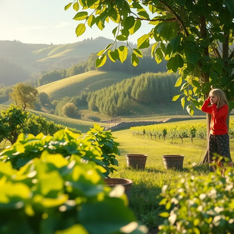 A vibrant orchard showcasing fresh fruits and vegetables thriving in a natural environment.
