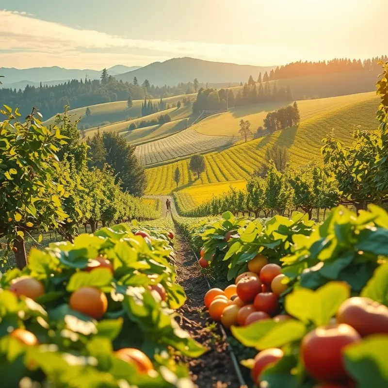 A vibrant orchard showcasing organic produce.