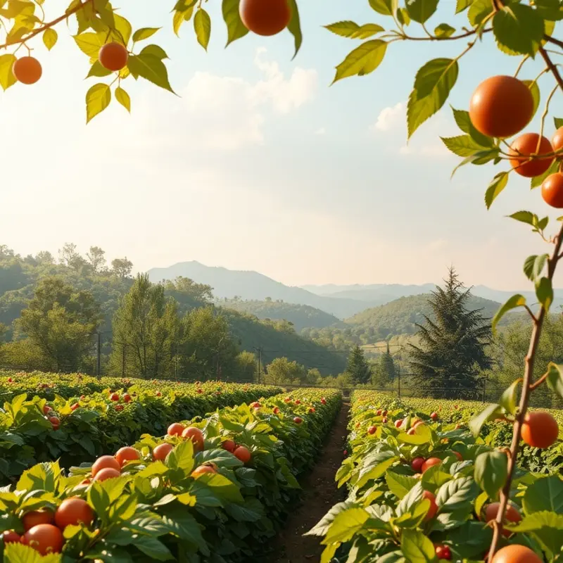 A serene landscape showcasing nature’s abundance and organic produce.