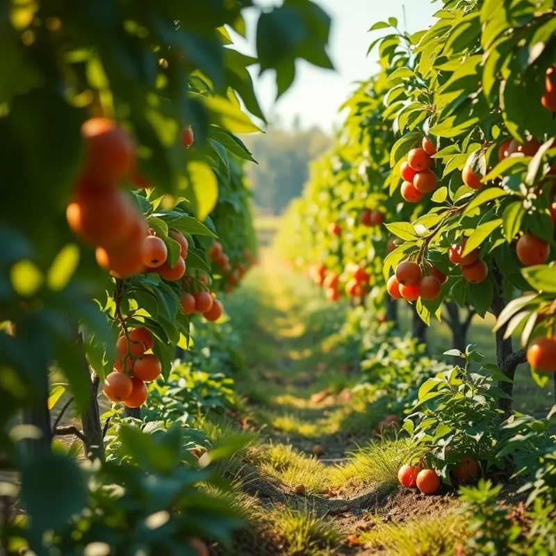 A tranquil orchard showcasing the richness of organic produce.
