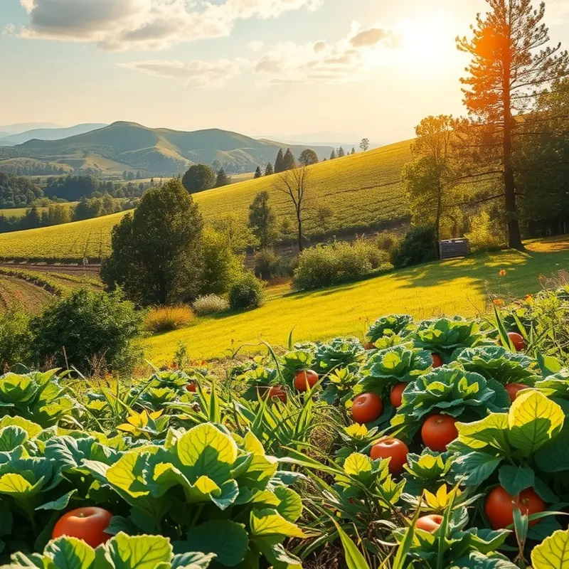 A vibrant field of fresh produce symbolizing the essence of nutrition and hydration.