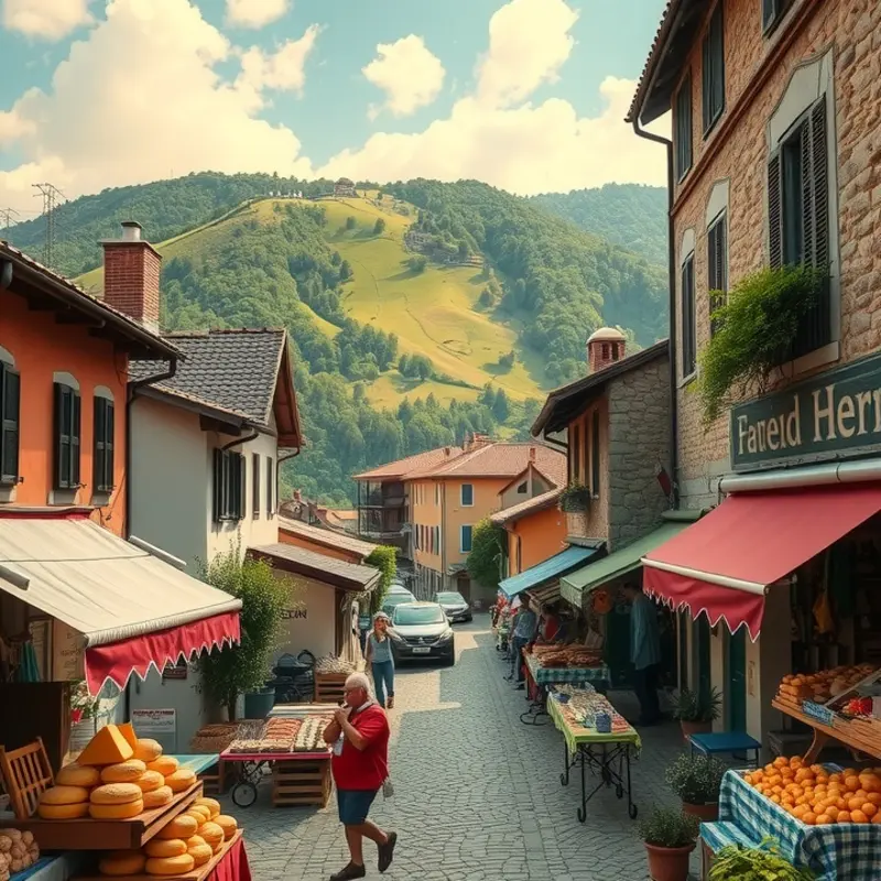 A lively Asian market filled with fresh produce and spices, reflecting the essence of culinary traditions.