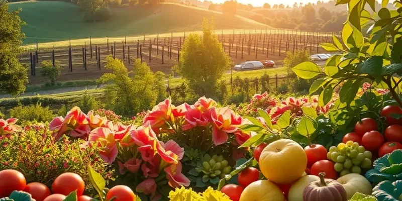 A scenic landscape showcasing the abundance of fresh produce, symbolizing healthy cooking.