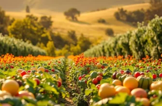 A sunlit field representing the abundance of fresh vegetables and fruits.