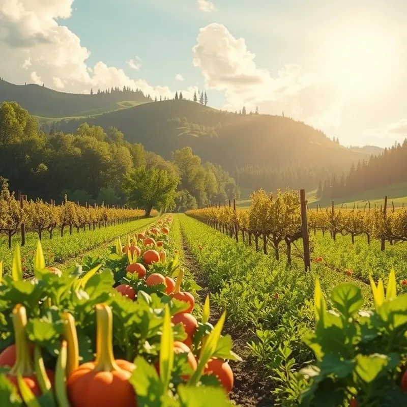 A vibrant field showcasing fresh organic produce for making casserole bases.