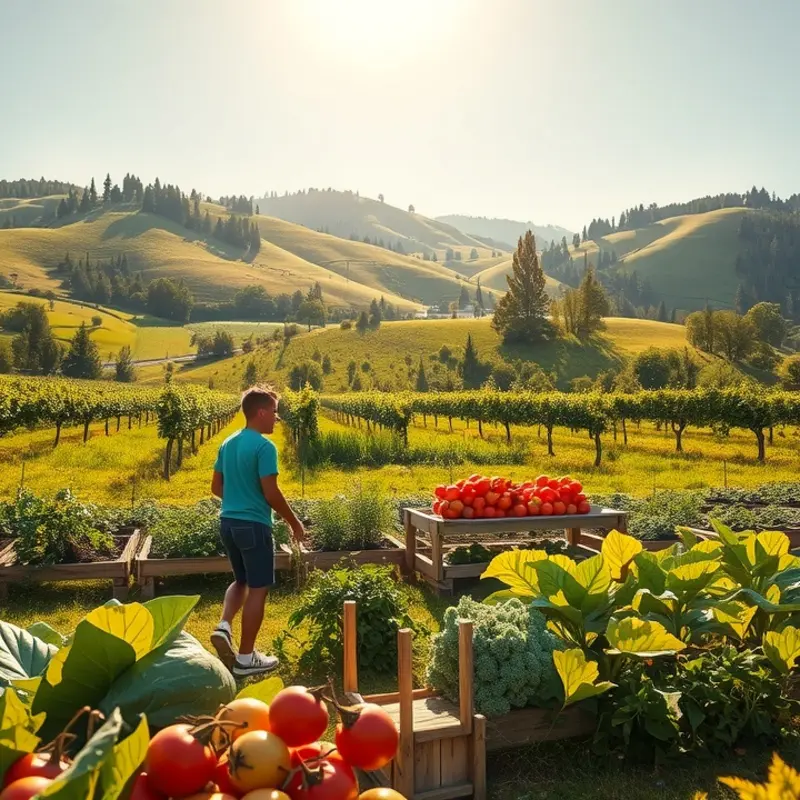 A serene landscape illustrating natural organic produce.