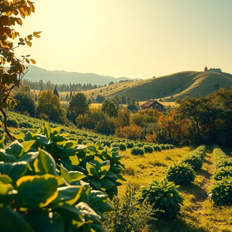 A sunlit orchard showcasing vibrant organic produce.