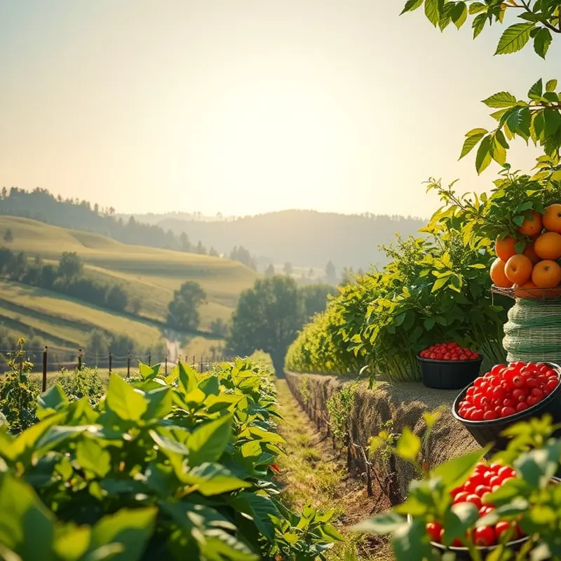 A sunlit field abundant with organic produce.
