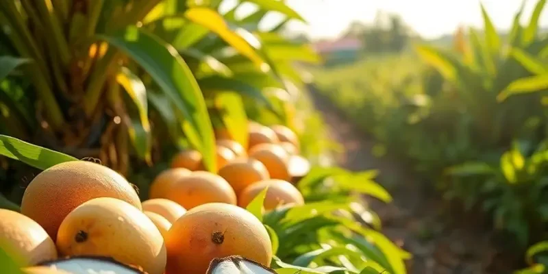 A beautiful sunlit orchard filled with colorful organic fruits and vegetables, capturing the essence of healthy culinary traditions.