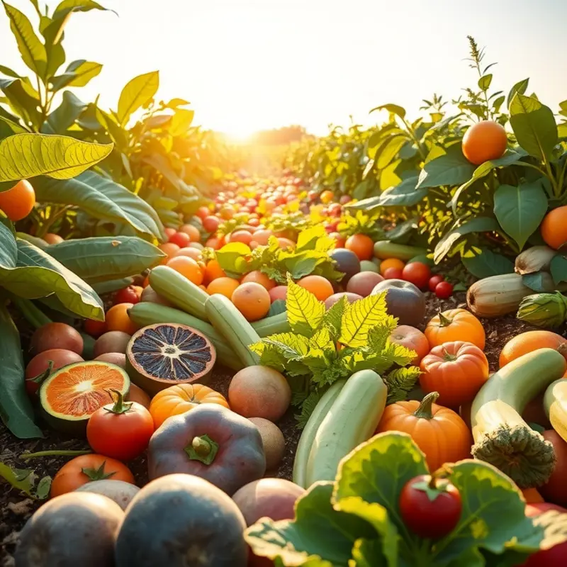 A sunlit abundance of organic fruits and vegetables.