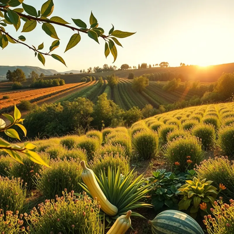 A vibrant landscape showcasing fresh organic produce.