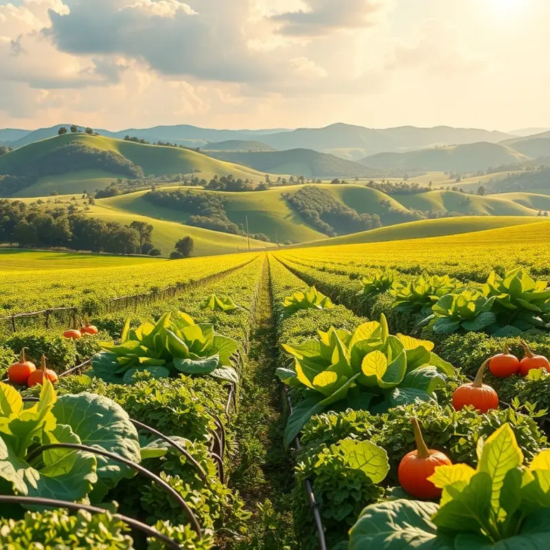 A sunlit field abundant with organic produce.