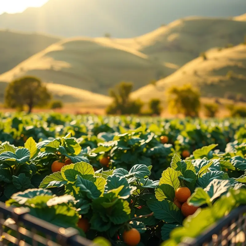 A vibrant sunlit orchard abundant with natural produce.