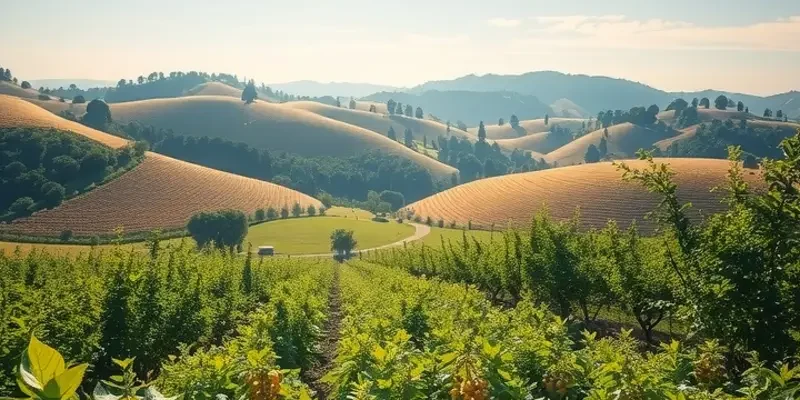 A vibrant natural scene showcasing an array of fruits and vegetables, highlighting the concept of healthy eating.