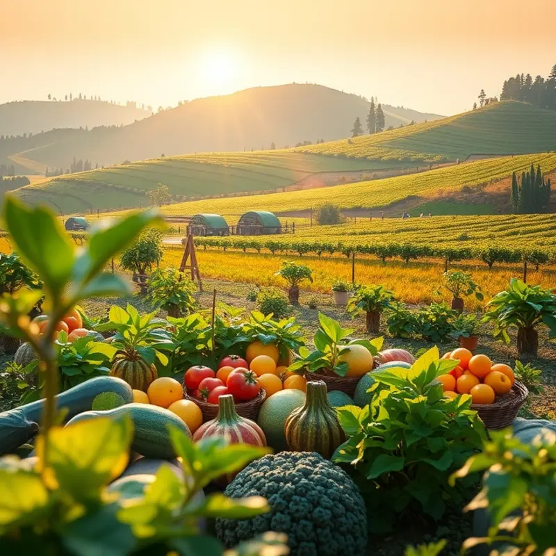 A serene landscape showcasing the abundance of nature, reflecting the health benefits of honey and organic produce.