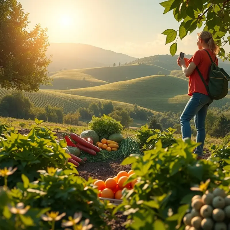 A serene landscape showcasing the abundance of nature, reflecting the health benefits of honey and organic produce.