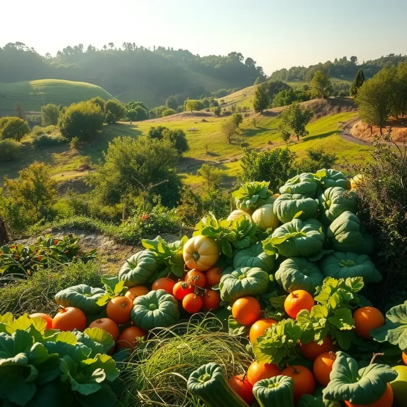 A vibrant field of fresh produce symbolizing the essence of nutrition and hydration.