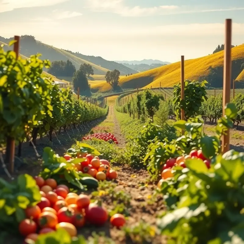 A vibrant field filled with fresh organic produce, representing abundance in bulk food shopping.