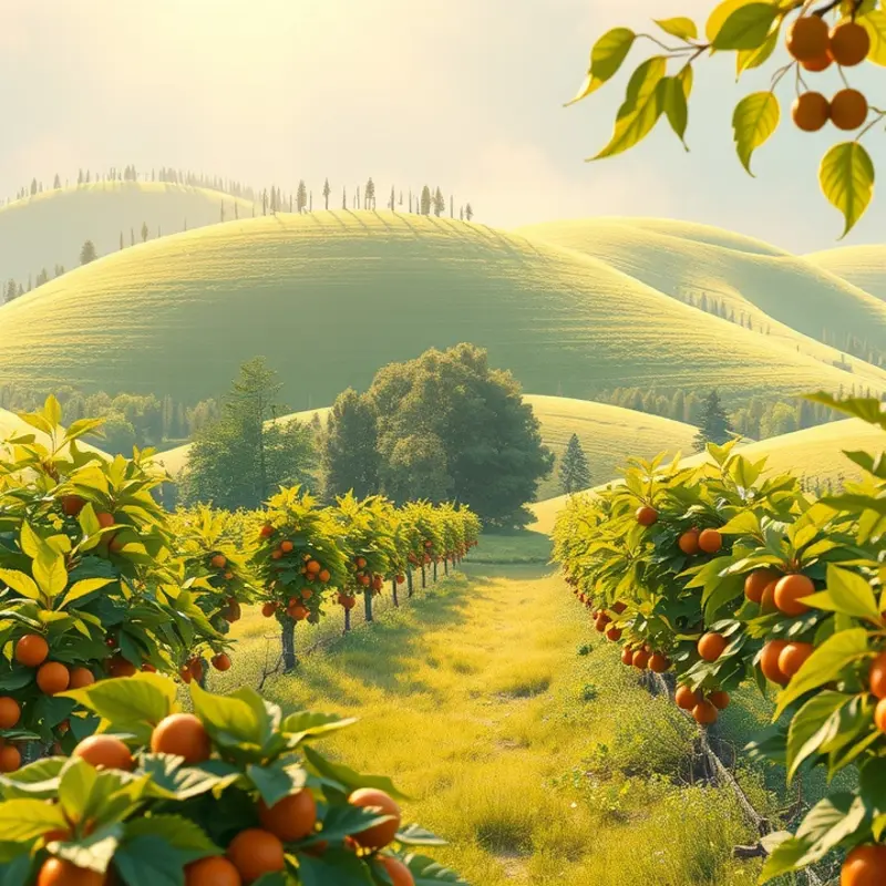 A sunlit field showcasing vibrant vegetables and fruits, representing the abundance of natural produce.
