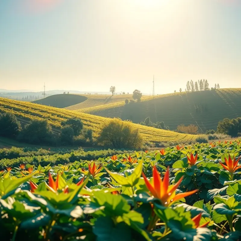 A sunlit orchard showcasing vibrant, organic produce.