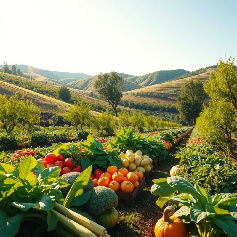 A vibrant orchard filled with fresh fruits and vegetables, symbolizing the connection between cooking methods and food quality.