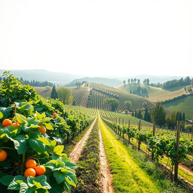 A vibrant sunlit field bursting with fresh produce.