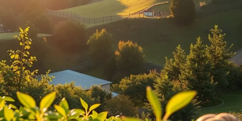 A lush organic field filled with vibrant fruits and vegetables under sunlight.