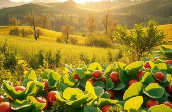 A beautiful scenery showcasing lush organic produce in a natural setting.