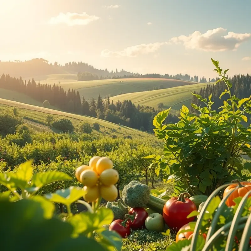 Vibrant vegetables and fruits in natural abundance.