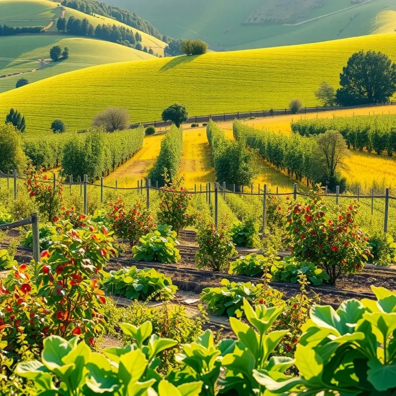 A vibrant orchard showcasing organic produce.