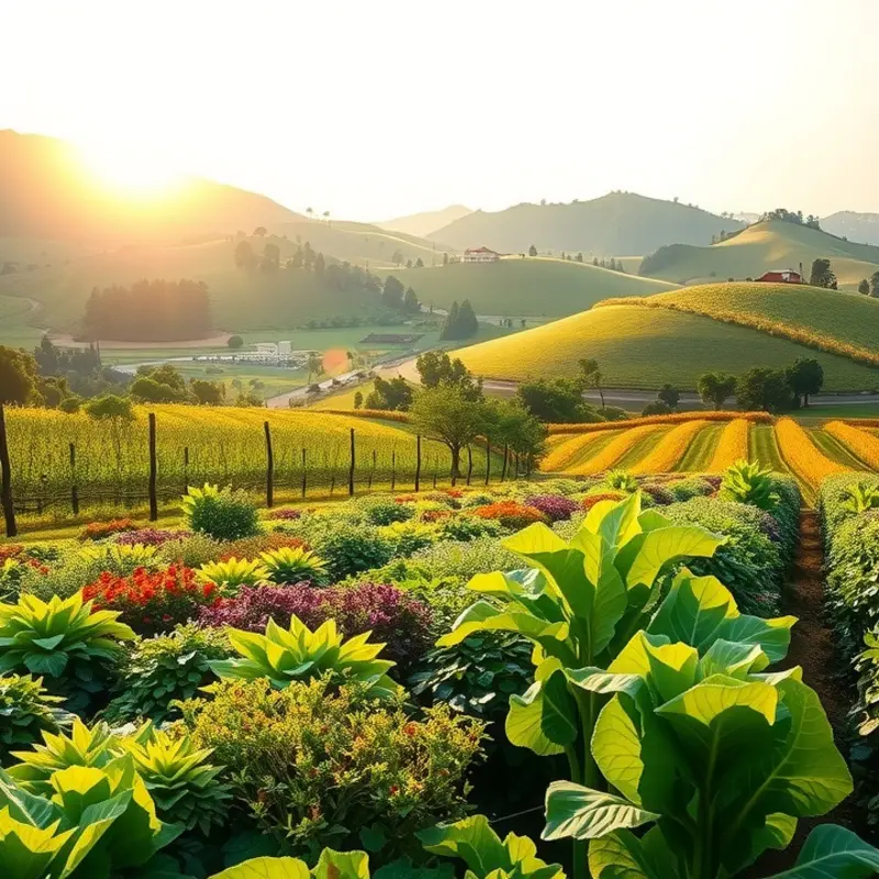 A natural landscape showcasing vibrant fruits and vegetables among lush greenery, representing the connection between nature and nutrition.