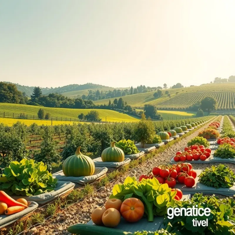 A lush scene showcasing the abundance of organic vegetables and fruits.