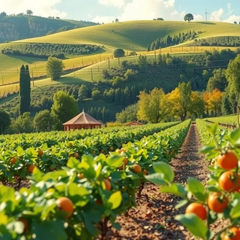 A vibrant orchard showcasing organic produce.