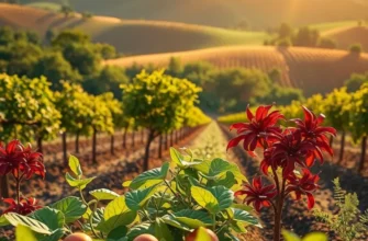 A picturesque view of an organic field overflowing with healthy vegetables and fruits.