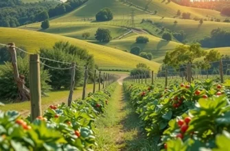 An organic grocery basket overflowing with fresh fruits and vegetables in a natural setting, symbolizing healthy eating.