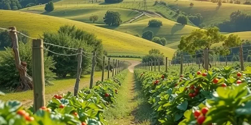 An organic grocery basket overflowing with fresh fruits and vegetables in a natural setting, symbolizing healthy eating.