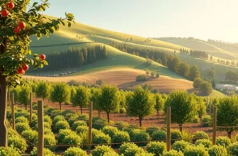 A breathtaking view of an organic field with various vegetables and fruits basking under the sun, symbolizing abundant harvest.