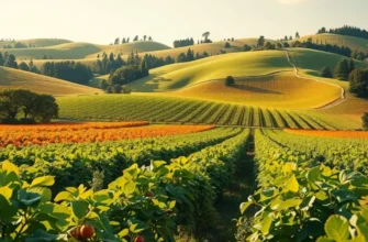 A picturesque landscape of an organic field showcasing vibrant crops in a natural setting.